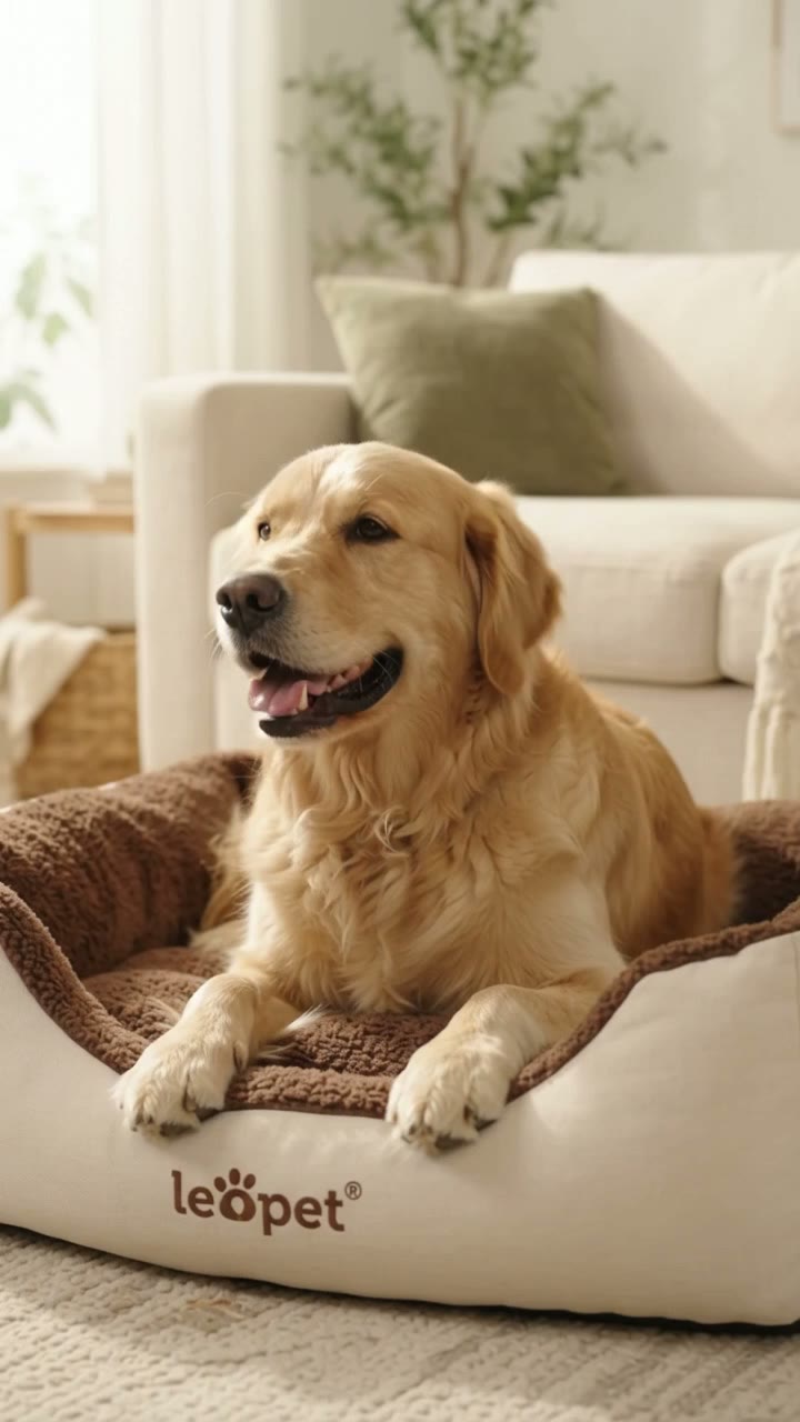 Leopet Dog Bed — Golden Comfort — Pets UGC video thumbnail