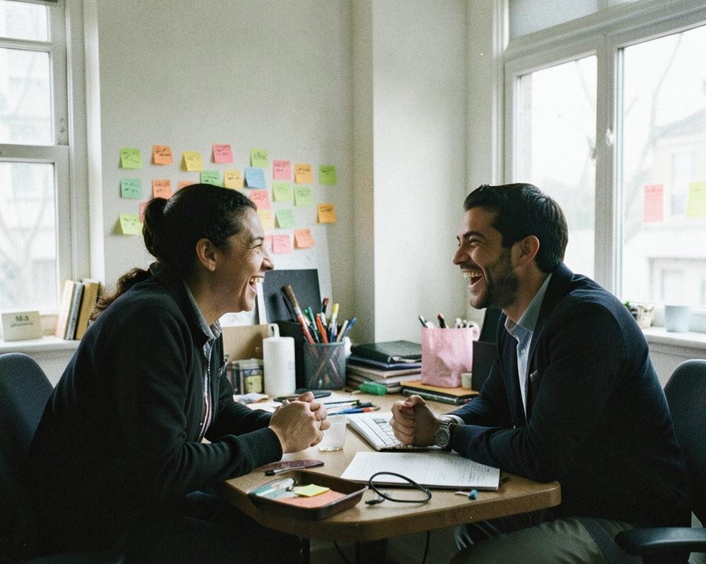 Two Verunda strategists reviewing a funnel plan