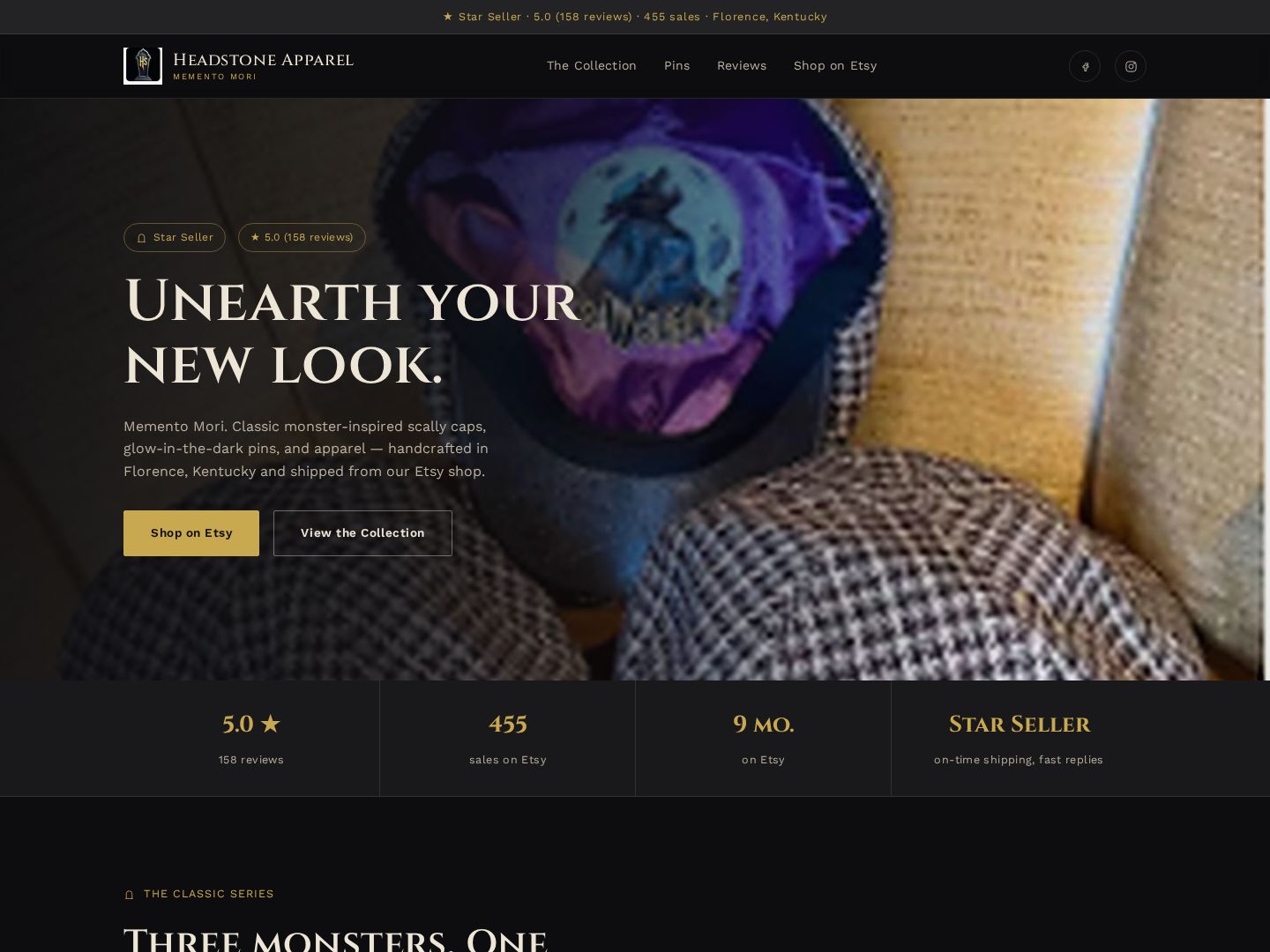 Headstone Apparel storefront design concept